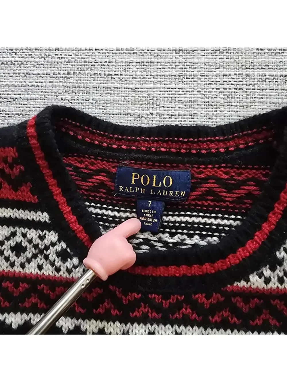 Polo Ralph Lauren Boys Sweater Moose Christmas Fair Isle Holiday Size 7